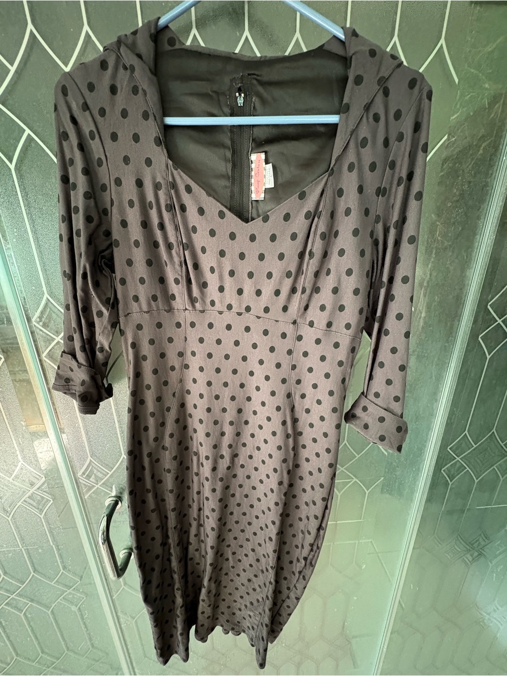 Pinup Couture Black Polka Dot Long Sleeve Wiggle Dress